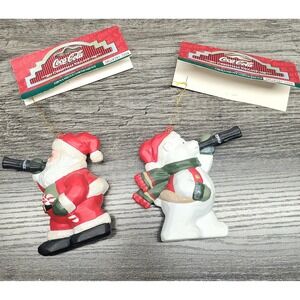 Kurt Adler 1999 Coca-Cola Collectible Christmas Ornaments Set Of 2 Santa & Bear